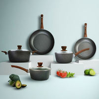 Ensemble de casseroles en aluminium - Casserole légère pour la cuisine à domicile avec revêtement en marbre