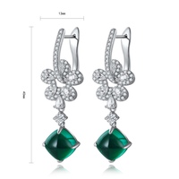 Lanphear Schmuck Luxuriöse elegante Voll diamant Blume Ohr stecker Labor gewachsen Smaragd Silber Hochzeit lange Ohrringe