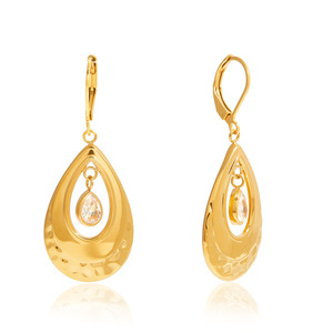 Pendientes de Acero Inoxidable en Forma de Lágrima con Circonita, Joyería para Fiestas - Product Image 5