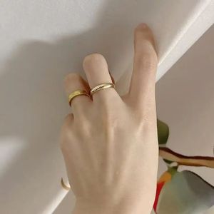 Xinfly 18K Gold Loach Backlit <b>Plain</b> <b>Ring</b> Au750 Genuine Female Model Versatile Commuting Texture <b>Ring</b> with Simple Temperament - Product Image 2