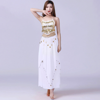 Ensemble de costumes de danse orientale pour femmes, style Bollywood, avec paillettes et perles, tenue de danse orientale professionnelle pour spectacle sur scène