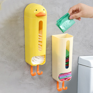 Caja de Almacenamiento de Pared con Diseño de Pato, de Plástico, para Baño, Soporte para Bolsas de Basura con Ganchos, Sin Perforaciones - Product Image 1