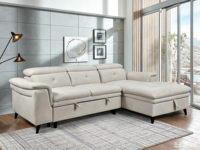Canapé d'angle moderne de luxe en tissu velours côtelé moelleux pour salon, avec rangement intégré et appuie-tête réglable