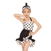 Kostum Tari Latin Chiffon Solid Wd002 Tampilan Mewah 2026 Musim Panas Baru untuk Latihan dan Pertunjukan Anak Perempuan Set 2 Potong