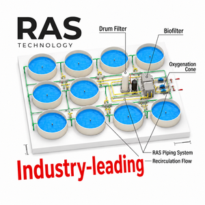 อุ<span class=keywords><strong>ป</strong></span>กรณ์เพาะเลี้ยงสัตว์น้ำ RAS ระบบการเลี้ยงปลา ถังกรองออกซิเจนแบบกรวย วัสดุ PP ควบคุมด้วยแอ<span class=keywords><strong>ป</strong></span>พลิเคชัน ความหนาแน่นสูง สำหรับการเพาะเลี้ยงปลานิล - Product Image 1
