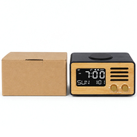 Bruiloftcadeau bureautafel draagbare elektronische Bluetooth speaker FM radio draadloze telefoonoplader LED houten digitale wekker kinderen