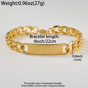 Bracelet unisexe tendance en acier inoxydable fin plaqué or 18 carats, maillons cubains, haute brillance, épais et attrayant, vente en gros - Product Image 6