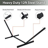 Hamac double avec 12 pieds Support en acier robuste Combo Hamac matelassé 2 personnes avec support pour l'extérieur Hamac extérieur