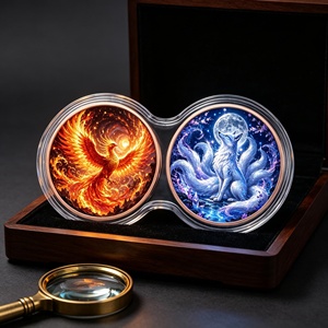 Juego de Monedas Dobles de Cobre Puro de 1oz al por Mayor con Impresión UV 2D, Medalla de Fénix y Zorro de Nueve Colas para Colección de Fantasía y Regalo - Product Image 4