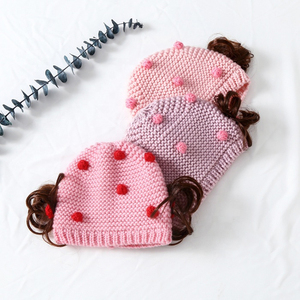 Productos <span class=keywords><strong>de</strong></span> punto dulce y encantadora chica sombrero bebé sombrero con peluca - Product Image 1