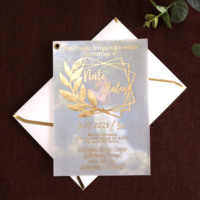 Feuille élégante et classique Save The Date Card Photo imprimée personnalisée Invitation de vélin de mariage avec enveloppe