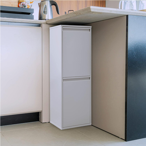 Contenitore per Rifiuti da Cucina <span class=keywords><strong>Salvaspazio</strong></span> in Metallo con Apertura a Ribalta, 2 Organizzatori per Rifiuti e Sistema di Smistamento - Product Image 4