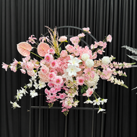 Fleur artificielle en soie rose pivoine pour allée de mariage, arrangement floral prêt à l'emploi pour banquets, cérémonies, allées, Chine