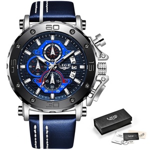 Montres à quartz fonctionnelles Lige 9996 pour homme, étanches, marque Lige, montre-bracelet en cuir pour homme - Product Image 1