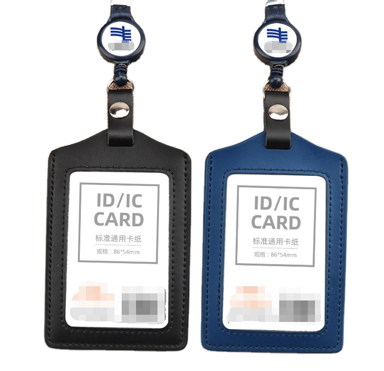 Высококачественный Прочный значок из натуральной кожи, держатель для карт с двойными стежками, ремешки для шеи