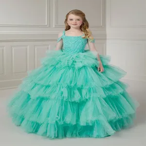 Nuevo vestido de niña de las flores purpurina tirantes finos Bola de comunión cumpleaños personalizado princesa ceremonia de graduación traje de boda - Product Image 6