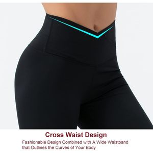 Pantalones Capri de Yoga para Mujer FOXA, Cintura Cruzada en V, Cintura Alta, Control de Abdomen, para Entrenamiento - Product Image 3