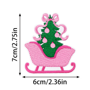 Parche Bordado Termoadhesivo de PVC y Tela Vaquera, Diseño Navideño de Bebé Santa Rosa Estilo Preppy, con Bola de Discoteca, para Manualidades DIY Festivas - Product Image 3