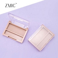 Palette de 2 fards à joues crémeux avec couvercle transparent, étui vide pour fard à paupières, étui carré en plastique marron pour correcteur et sourcils, étui à poudre de maquillage