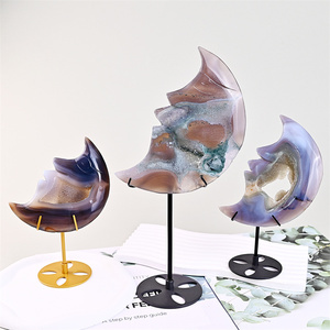Nouvelle arrivée Offre Spéciale produit cristal gris agate Druzy lune pour la décoration de la maison pierre de guérison - Product Image 2