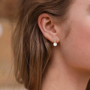 奢华新娘女士珍珠吊坠耳环 925 纯银镀金优雅耳环 防过敏珠宝女士礼物 - Product Image 5