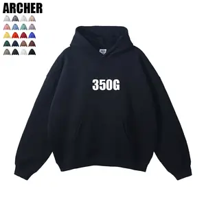 Groothandel 300Gsm Fleece Hoodie Patch Geborduurde Letter Dikke Warme Hoody Zwaar Katoenen Heren Hoodies