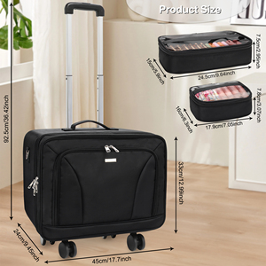 Relavel Trousse de maquillage roulante, organisateur cosmétique à 3 couches, <span class=keywords><strong>maquilleur</strong></span> <span class=keywords><strong>coiffeur</strong></span> avec roues universelles détachables - Product Image 3