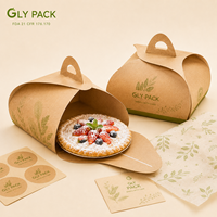 Boîte à gâteau en papier kraft imprimée sur mesure avec poignée, emballage alimentaire de qualité pour pâtisserie, dessert, tarte, à emporter pour les cafés