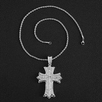 Collier en alliage vintage NL2217 avec pendentif croix serti de diamants, vente en gros d'usine