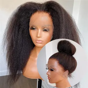 Yaki Straight Wig 360 Lace Frontal HD Human Hair Wigs 360 Full Lace Kinky Straight Wigs Human Hair Lace Front Brazilian