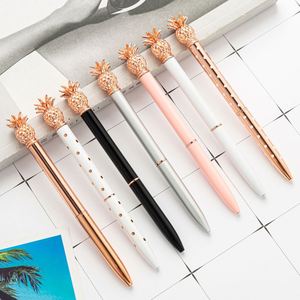 Stylo gel en métal en forme d'ananas Kawaii, pointe 1,0 mm, fournitures de papeterie de bureau, encre noire - Or rose - Product Image 5