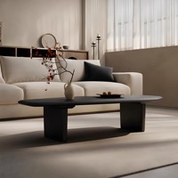 Table basse en bois massif de style Wabi-Sabi vintage, forme irrégulière noire, design minimaliste, table multifonctionnelle avec plateau en pin