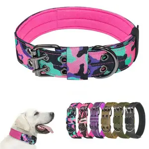 Pet Collar Accessories Adjustable Gear Heavy Duty Metal Buckle Collar Dogs Nylon Colorful Tactical Dog Collar