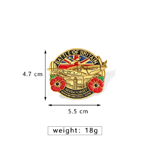 Badge Souvenir de la Bataille de Britain Ne <span class=keywords><strong>jamais</strong></span> oublier quand la Grande-Bretagne était seule 3D en relief Fleur de pavot Avion de chasse Émail Broche de revers - Product Image 3