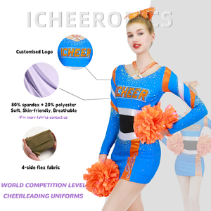 Uniformes de pom-pom girl de grande taille violet/rose pour le jour du match <span class=keywords><strong>Jupe</strong></span> de pom-pom girl Uniformes R Uniformes de pom-pom girl Orange personnalisés et noirs - Product Image 6