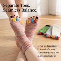 Chaussettes de gros personnalisées avec logo pour femmes, sans orteils, pour l'alignement des pieds, séparateur à cinq doigts, soulagement des bunionnes, en coton mélange de couleurs