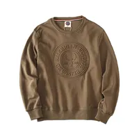 Custom Hoodies 100% Katoen Mannen Sweatshirts Crop Top Crewneck 3d Reliëf Sweatshirt Voor Mannen