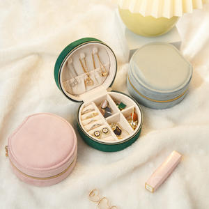 Estuche de Viaje Personalizado con Logotipo, Mini Caja de Joyería de Cuero PU con Cierre, para Anillos y Aretes, con Borla, Bolsa Redonda para Guardar Collares - Product Image 6