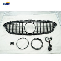 GUGO Nouvelle calandre en plastique pour Mercedes-Benz Classe C W205 2014-2021 Noir brillant Grille avant éclairée à ligne unique