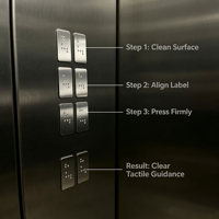 Étiquettes de boutons d'ascenseur en braille en acier inoxydable, plaques braille tactiles personnalisables, points en relief, AccessibleButtonXiao Yao