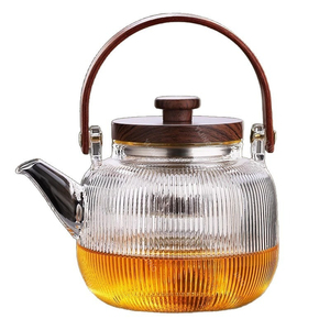 Teiera in Vetro Borosilicato di Alta Qualità con Coperchio in Legno di Noce, Stile Cinese Moderno, Vendita all'Ingrosso e Dropshipping - Product Image 1