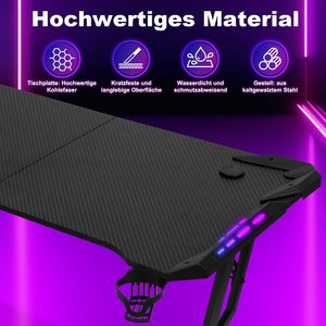 <span class=keywords><strong>Scrivania</strong></span> da Gaming LED 140 X <span class=keywords><strong>60</strong></span> <span class=keywords><strong>cm</strong></span>, Tavolo Ergonomico per Gamer, Postazione Computer con Portabicchiere e Gancio per Cuffie, Nero - Product Image 6