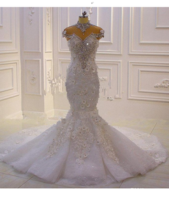 S812A <b>Drop</b> Shipping 2025 Same As Video High Quality Long Tail Shoulder Wedding Dresses - Product Image 1