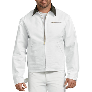 Factory Hot Supplier Custom <strong>White</strong> <strong>Jackets</strong> Men's Coats 100% Cotton Twill <strong>Jacket</strong> Color Block Turn Down Collar Work <strong>Jacket</strong> for Men - Product Image 1