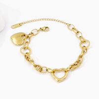 Bijoux tendance 2024, accessoires en acier inoxydable imperméables, bracelets à breloques en forme de fleur et de cœur plaqués or pour femmes, sans ternissement