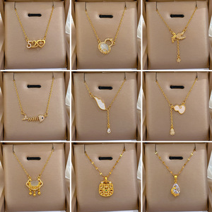 DAIHE nouveau collier de mode avec cristal en acier inoxydable strass Zircon pendentif collier pour les femmes en gros - Product Image 3