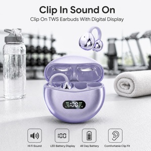 Auriculares Deportivos con Clip para la Oreja, Auriculares Estéreo HiFi, Pantalla LED Digital, Batería de Larga Duración, Auriculares Cómodos de Usar, Logotipo Personalizado - Product Image 1