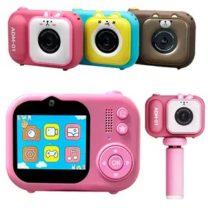Double caméra Zoom numérique 10X Appareil photo numérique pour enfants pour vlogging Caméra selfie portable avec trépied pour filles et garçons