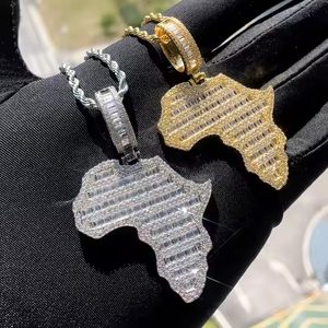 Moda Hip Hop joyería nuevo Iced Out Bling <span class=keywords><strong>Mapa</strong></span> de África colgante collar Color oro <span class=keywords><strong>completo</strong></span> CZ Zircon encanto hombres - Product Image 2