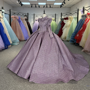 Vestidos de Quinceañera Musulmanes Brillantes Color Lavanda Dy1112 con Cuentas, Apliques Florales 3D y Encaje, Vestidos de Fiesta de 15 Años, Jancember - Product Image 5